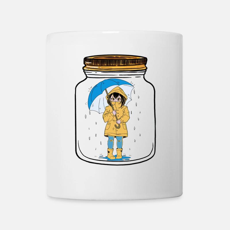 Mädchen Kind Regenschirm Regen Wetter - Tasse - Weiß