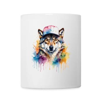 Wolf Snapback Cap Colorful Animal Design Print - Mug - white - Front