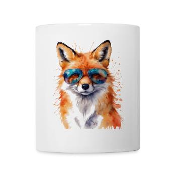 Fuchs Sonnenbrille Bunt Tier Design Print - Tasse - Weiß - Vorne