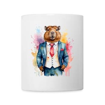 Capybara Anzug Capy Bunt Tier Design Print - Tasse - Weiß - Vorne