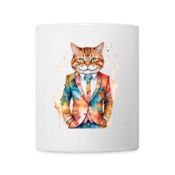 Cat Suit Colorful Funny Funny Animal Design Print - Mug - white - Front