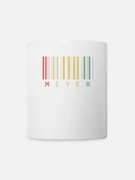 Nom de famille Meyer Code à barres Code à barres Cadeau - Mug blanc - blanc
