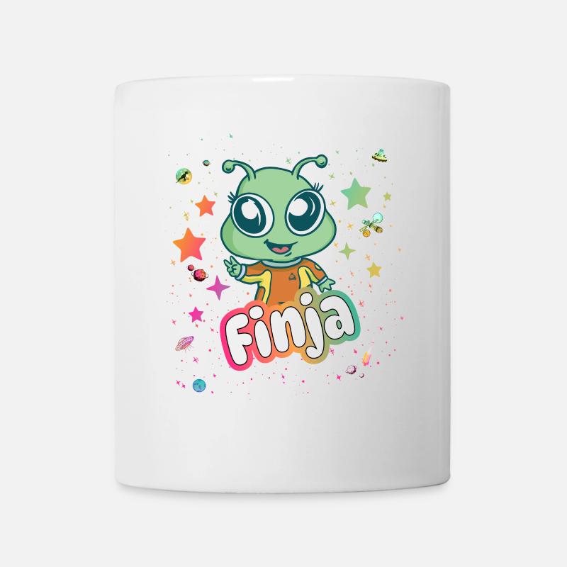 FINJA - Schöner Mädchen Name mit süßem Alien - Tasse - Weiß