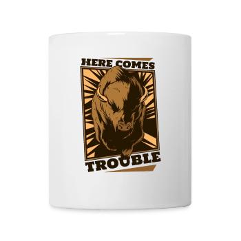 Voici les ennuis Bison d’Amérique du bison Bovinae - Mug blanc - blanc - Devant