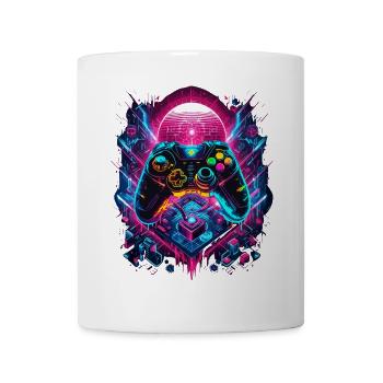 Vibrant Cyberpunk Gaming Controller Graphics - Mug - white - Front