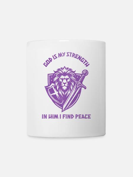 Löwenheld Kampfgeist Wappenshield Design - Tasse - Weiß