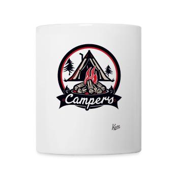 Zelt und Lagerfeuer für Camping Liebhaber Camper - Tasse - Weiß - Vorne