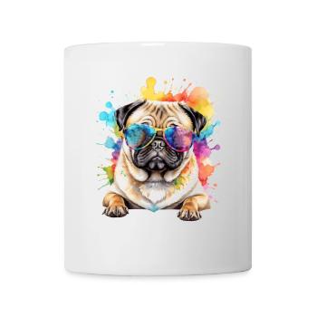Carlin Lunettes De Soleil Chien Coloré Drôle Design Imprimer - Mug blanc - blanc - Devant