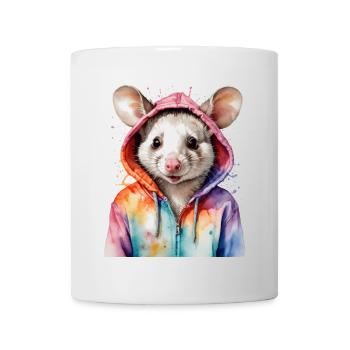 Sweat à capuche Opossum Imprimé Animal Coloré - Mug blanc - blanc - Devant