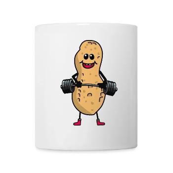 Erdnuss Hanteln Gewicht Bodybuilding - Tasse - Weiß - Vorne