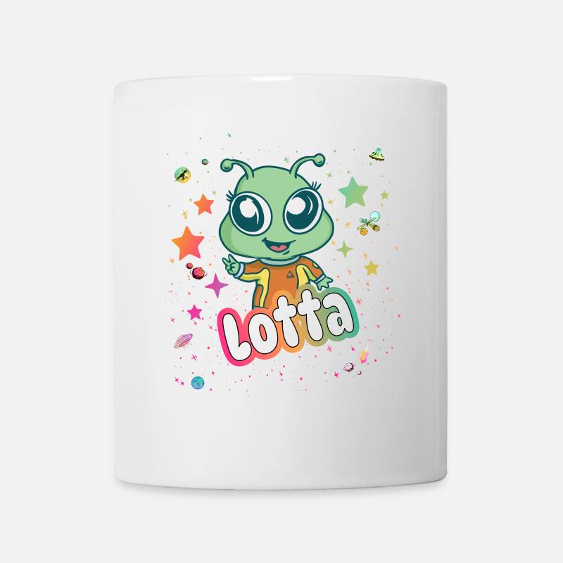 LOTTA - Schöner Mädchen Name mit süßem Alien - Tasse - Weiß