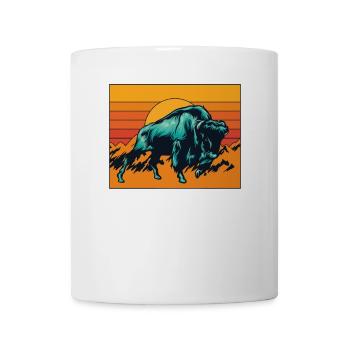 Retro Büffel Bovinae Amerikanischer Bison Liebhaber Bison - Tasse - Weiß - Vorne