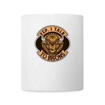 Ja, ich spreche mit Bisons Büffel Amerikanischer Bison - Tasse - Weiß - Vorne
