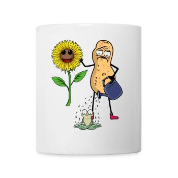 Hobbygärtner Garten Frosch Sonnenblume Blume - Tasse - Weiß - Vorne