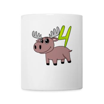 4. Geburtstag Motiv Elch - vier Jahre alt - Tasse - Weiß - Vorne