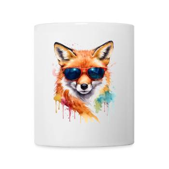 Fuchs Sonnenbrille Bunt Tier Design Print - Tasse - Weiß - Vorne