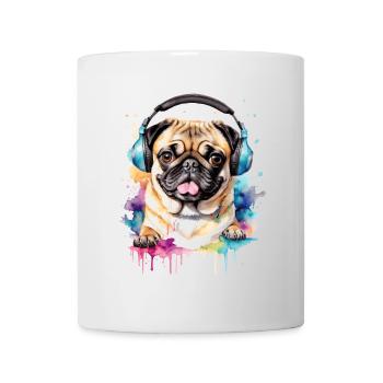 Carlin Casque Chien Coloré Drôle Animal Design Imprimer - Mug blanc - blanc - Devant
