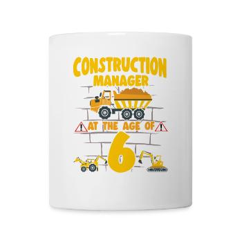 Construction Party 6th Birthday 6 Years Old truck - Mug - white - Front
