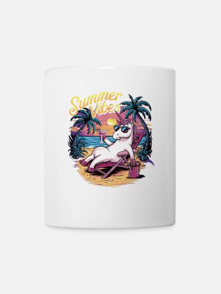 Summer vibes Einhorn - Tasse - Weiß