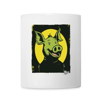 Funny, Happy, Weird Cartoon Pig - Mug - white - Front