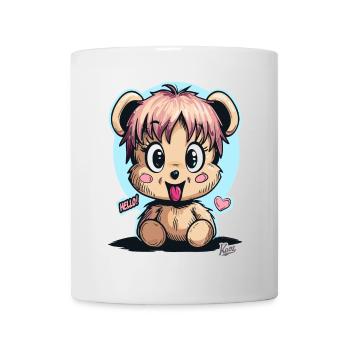 Niedlicher und Lustiger Kuschelbär: Hallo - Tasse - Weiß - Vorne