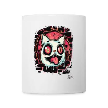 Crazy cat crossed out eyes from hell - Mug - white - Front