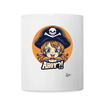 Little Cute Naughty Pirate Girl Says Ahoy - Mug - white - Front