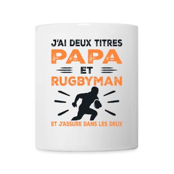 I have two titles: Dad and Rugby Man, Passionate Rugby - Mug - white - Front
