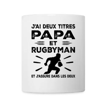 I have two titles: Dad and Rugby Man, Passionate Rugby - Mug - white - Front