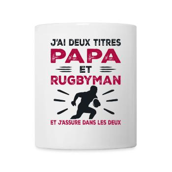 I have two titles: Dad and Rugby Player, Rugby Passionate - Mug - white - Front
