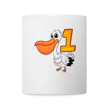 1 an - inscription à l’école - motif pélican - numéro 1 - Mug blanc - blanc - Devant