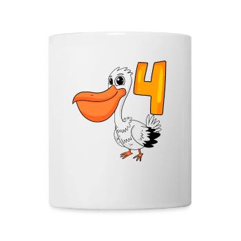 4. Geburtstag Motiv Pelikan - vier Jahre alt - Tasse - Weiß - Vorne