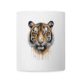 Fierce Tiger Portrait - Aquarell - Tasse - Weiß - Vorne