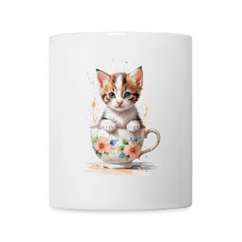 Adorable Kitten in a Floral Teacup - Mug - white - Front