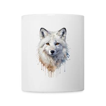 Majestätischer Polarfuchs Porträt - Aquarell - Tasse - Weiß - Vorne