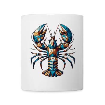 Motif polygonal géométrique coloré de homard - Mug blanc - blanc - Devant