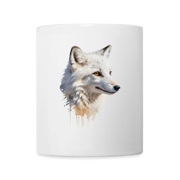Verschneite Schönheit - Polarfuchs Aquarell - Tasse - Weiß - Vorne