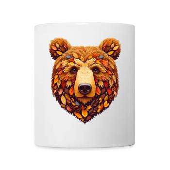 Ours brun, conçu à partir de différentes feuilles - Mug blanc - blanc - Devant
