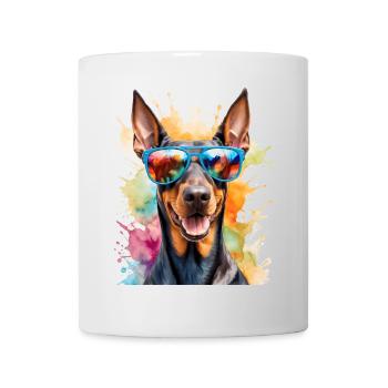 Doberman Sunglasses Dog Funny Design Print - Mug - white - Front