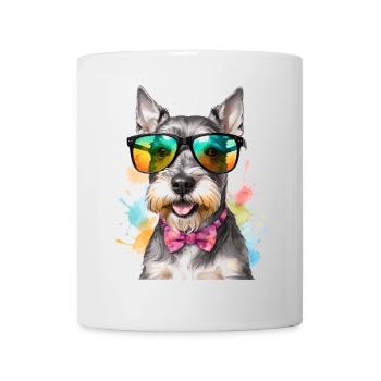 Zwergschnauzer Sonnenbrille Hund Lustig Tier Print - Tasse - Weiß - Vorne
