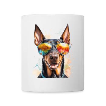 Doberman Sunglasses Dog Funny Design Print - Mug - white - Front