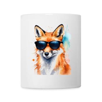 Fuchs Sonnenbrille Bunt Tier Design Print - Tasse - Weiß - Vorne