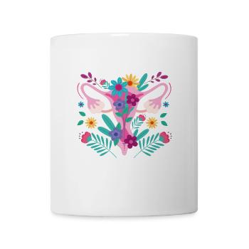 Floral Feminist Flowers Starke Frau, Starke Stimme - Tasse - Weiß - Vorne