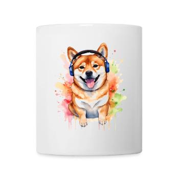 Shiba Inu Casque Chien Drôle Animal Design Imprimer - Mug blanc - blanc - Devant