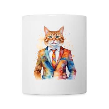 Cat Suit Colorful Funny Funny Animal Design Print - Mug - white - Front