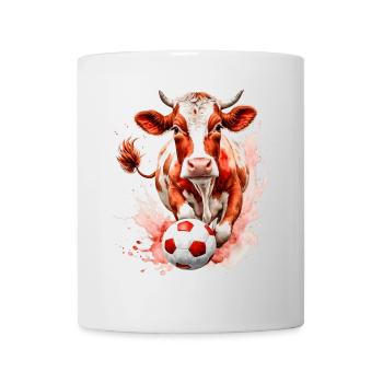 Kuh Fußball Bunt Schweiz Tier Design Print - Tasse - Weiß - Vorne
