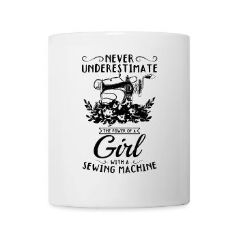 Couturière Sewing Girls - Une fille avec un mac à coudre - Mug blanc - blanc - Devant
