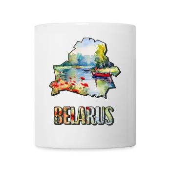 Aquarell Landkarte Belarus - Tasse - Weiß - Vorne