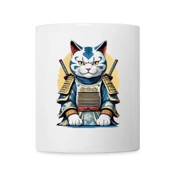 Chat de samouraï Japonais Samouraï Conception d’œuvres d’art - Mug blanc - blanc - Devant