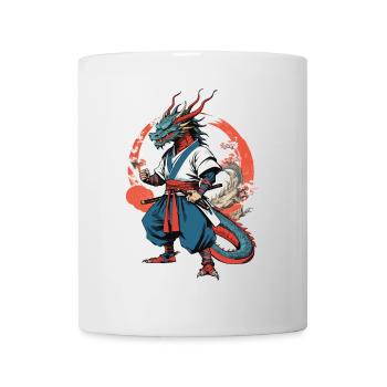 Samouraï Dragon Vintage Ukiyo-e Style Artwork - Mug blanc - blanc - Devant
